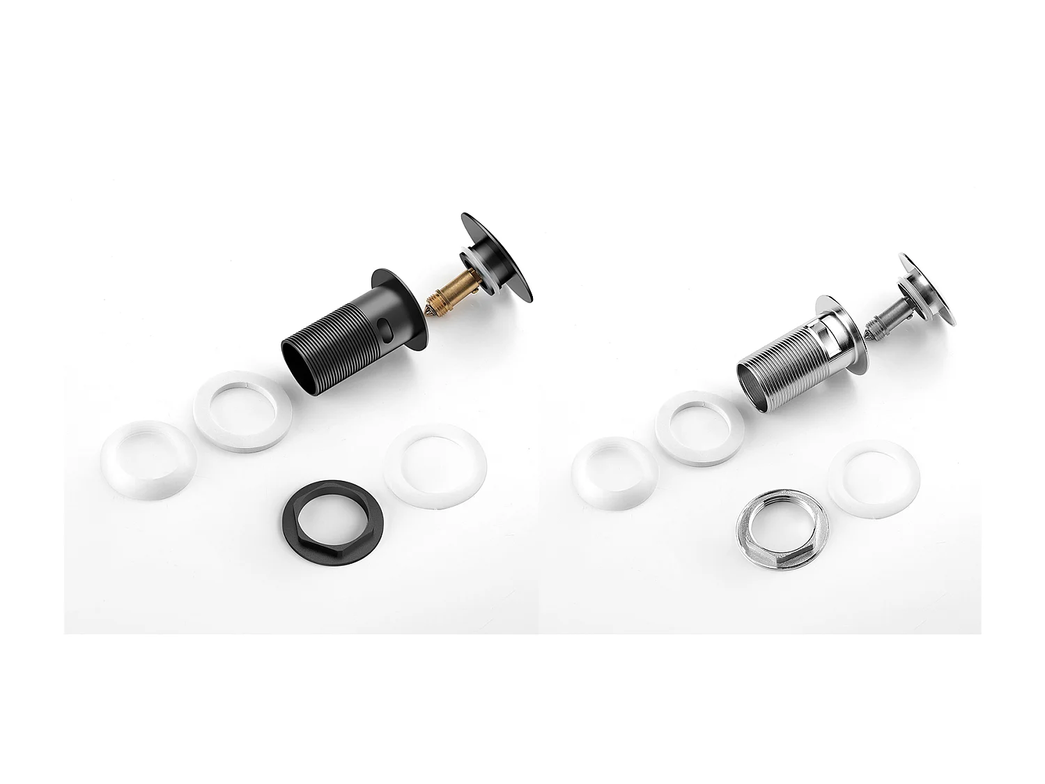 2PCS Waschbecken Abfluss Pop-up-Drain mit automatischen Überlauf Universal Schwarz + Chrom Becken Badewanne Badezimmer