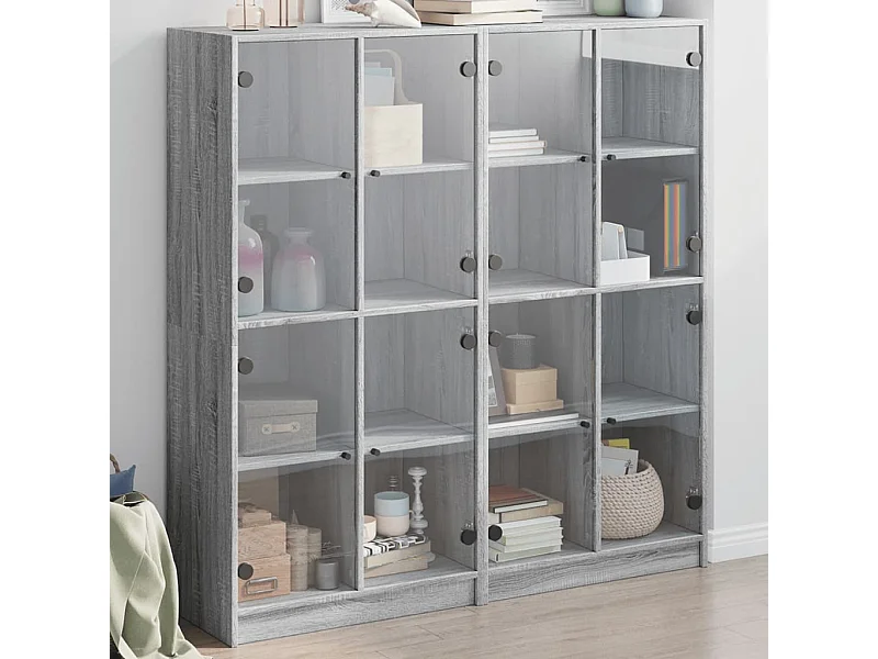 Bibliothèque avec portes sonoma gris 136x37x142 cm