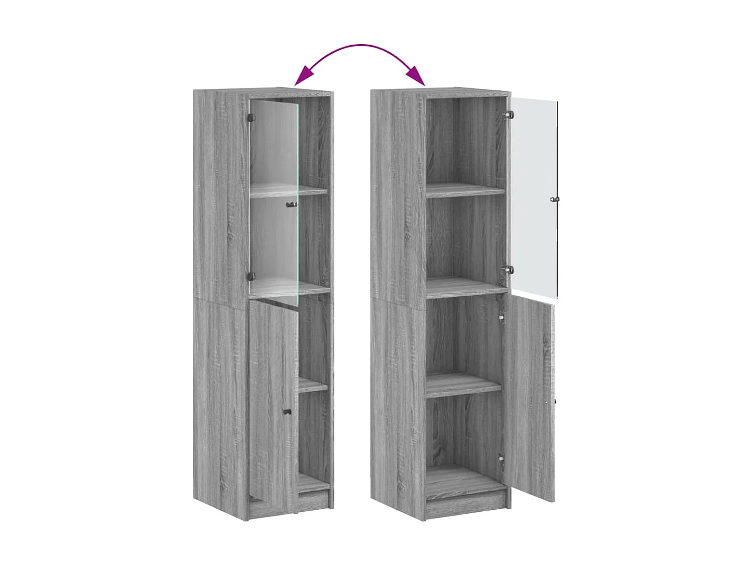 Buffet avec porte en verre sonoma gris 35x37x142 cm