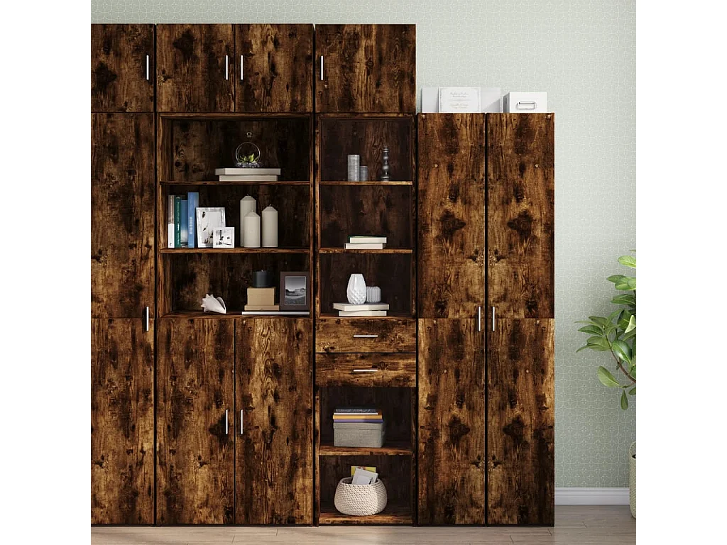Armoire de rangement mince chêne fumé 45x42,5x225 cm