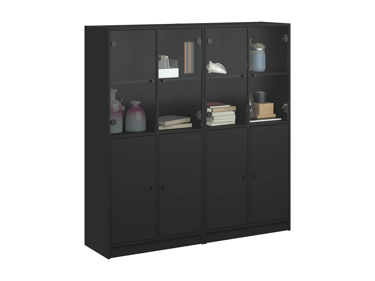Bibliothèque avec portes noir 136x37x142 cm bois d'ingénierie