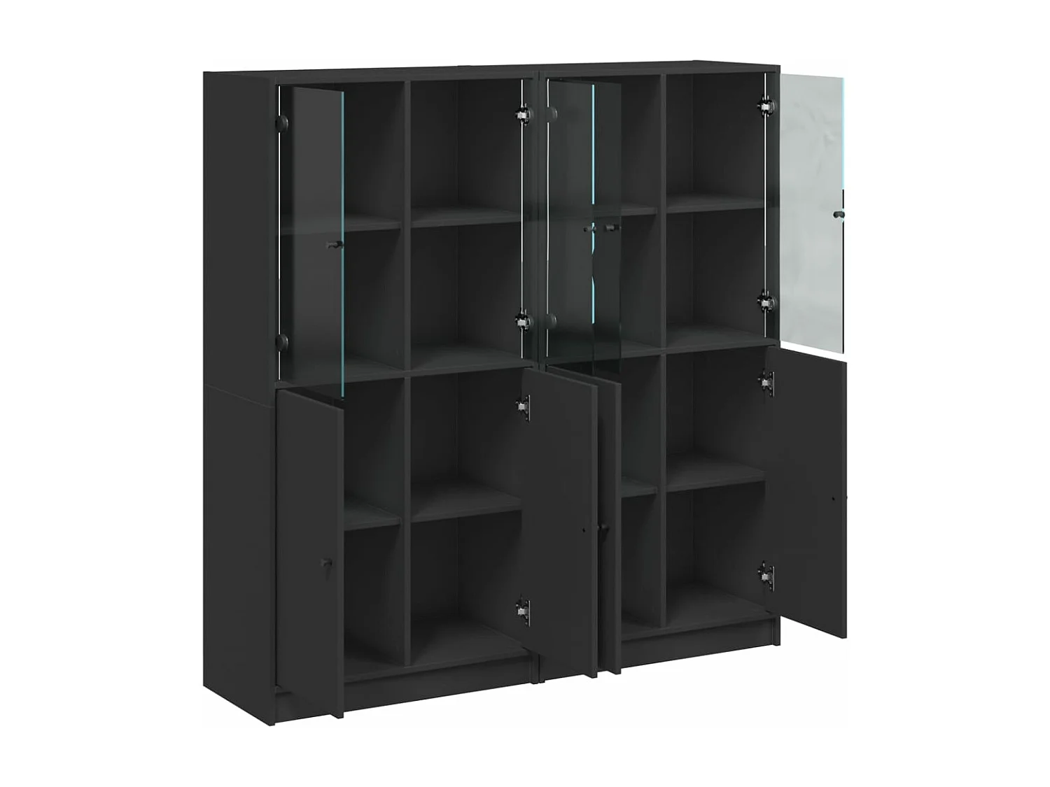 Bibliothèque avec portes noir 136x37x142 cm bois d'ingénierie