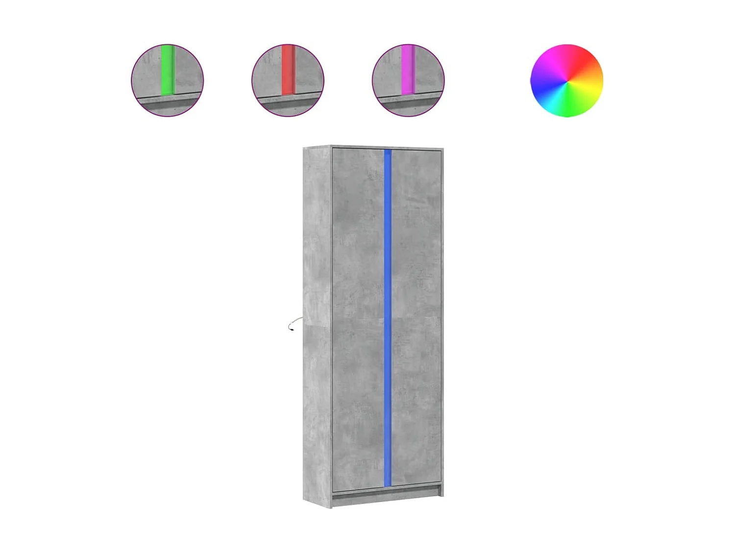 Buffet haut avec LED gris béton 74x32,5x200cm bois d’ingénierie