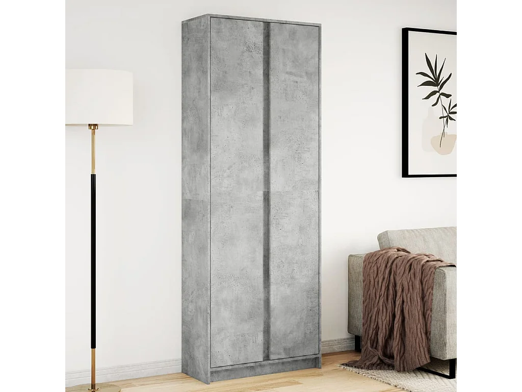 Buffet haut avec LED gris béton 74x32,5x200cm bois d’ingénierie