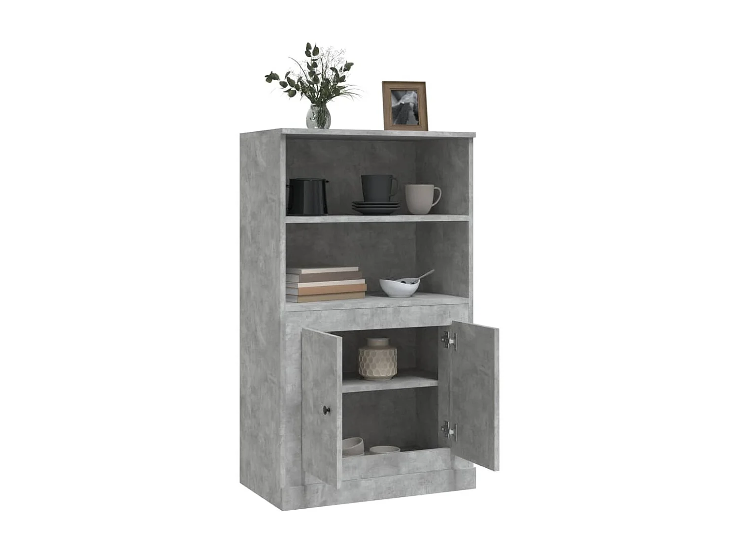 Credenza Grigio Cemento 60x35,5x103,5 cm in Legno Multistrato