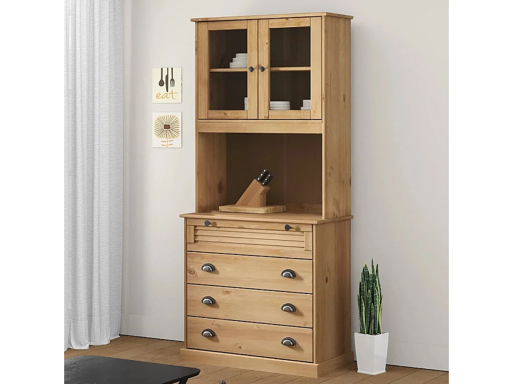 Buffet haut VIGO 80x40x176 cm bois massif de pin