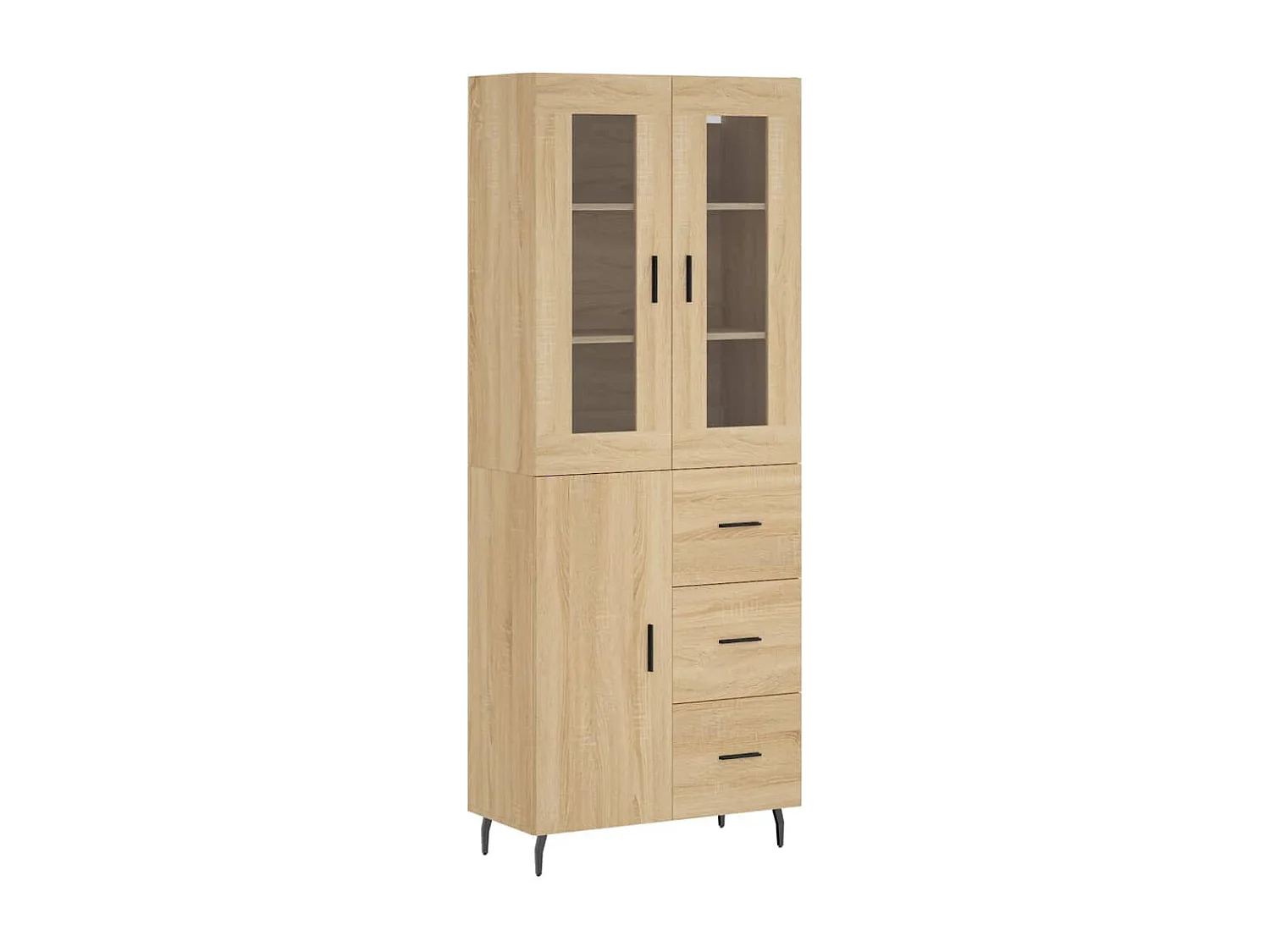Aparador alto madera contrachapada color roble 69,5x34x180 cm