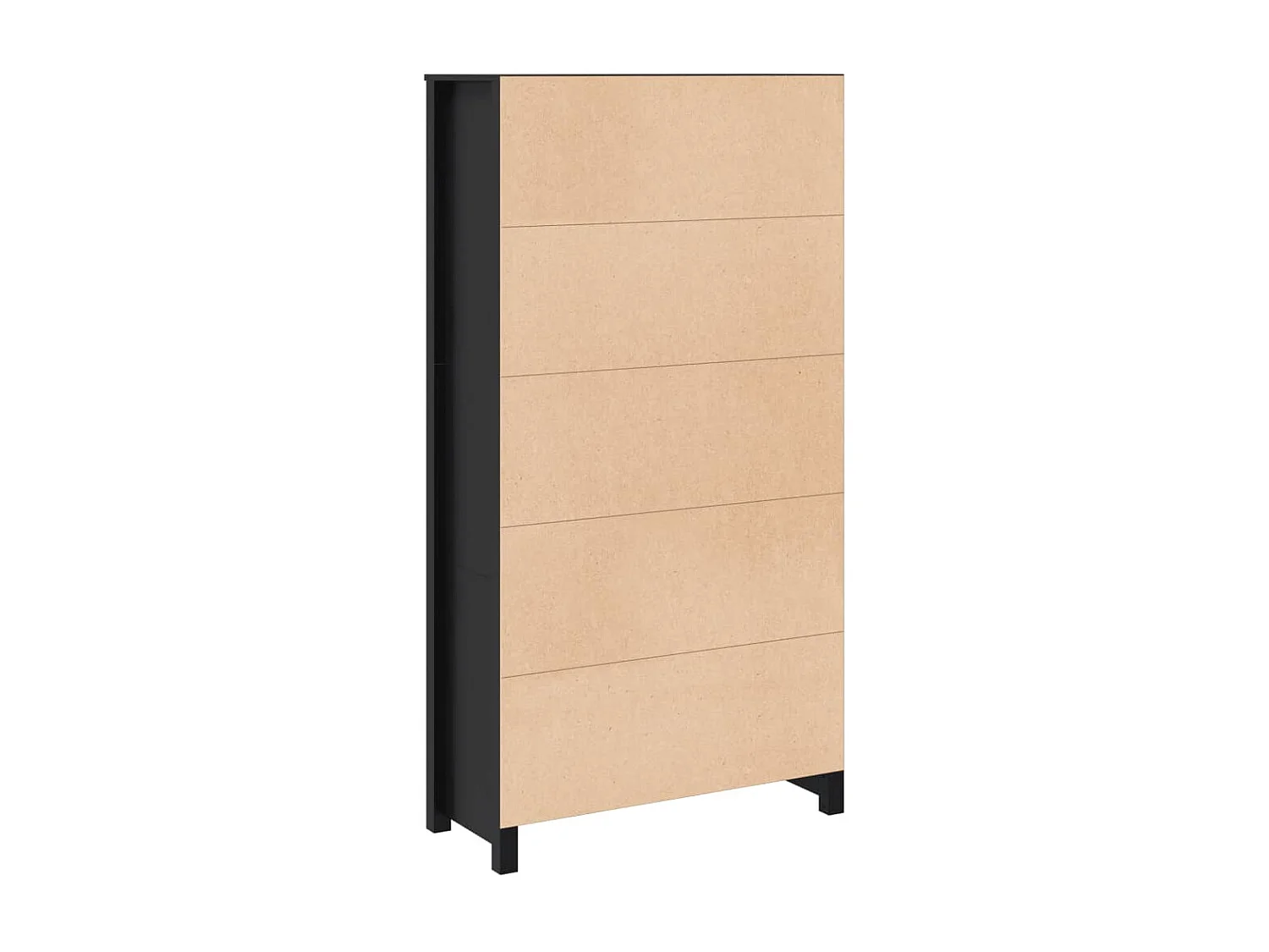 Credenza Nera 80x35x154 cm in Legno Massello di Pino