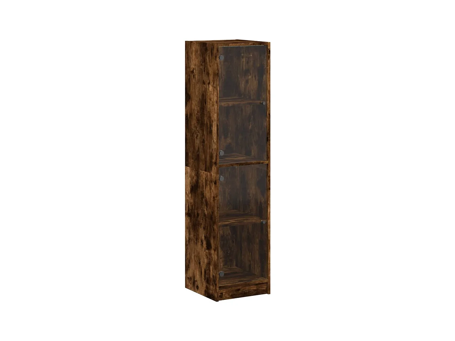 Buffet avec portes en verre chêne fumé 35x37x142 cm