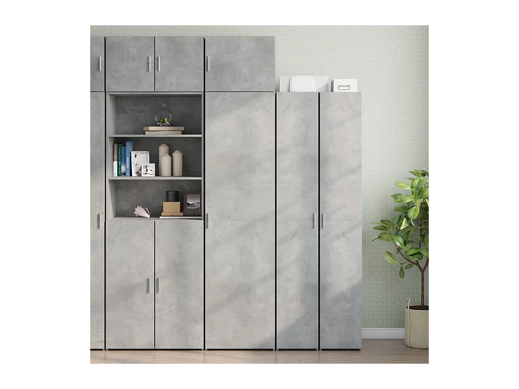 Armario estrecho madera ingeniería gris hormigón 50x42,5x225 cm