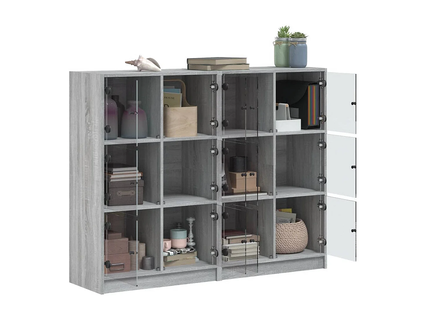 Bücherregal mit Türen Grau Sonoma 136x37x109 cm Holzwerkstoff