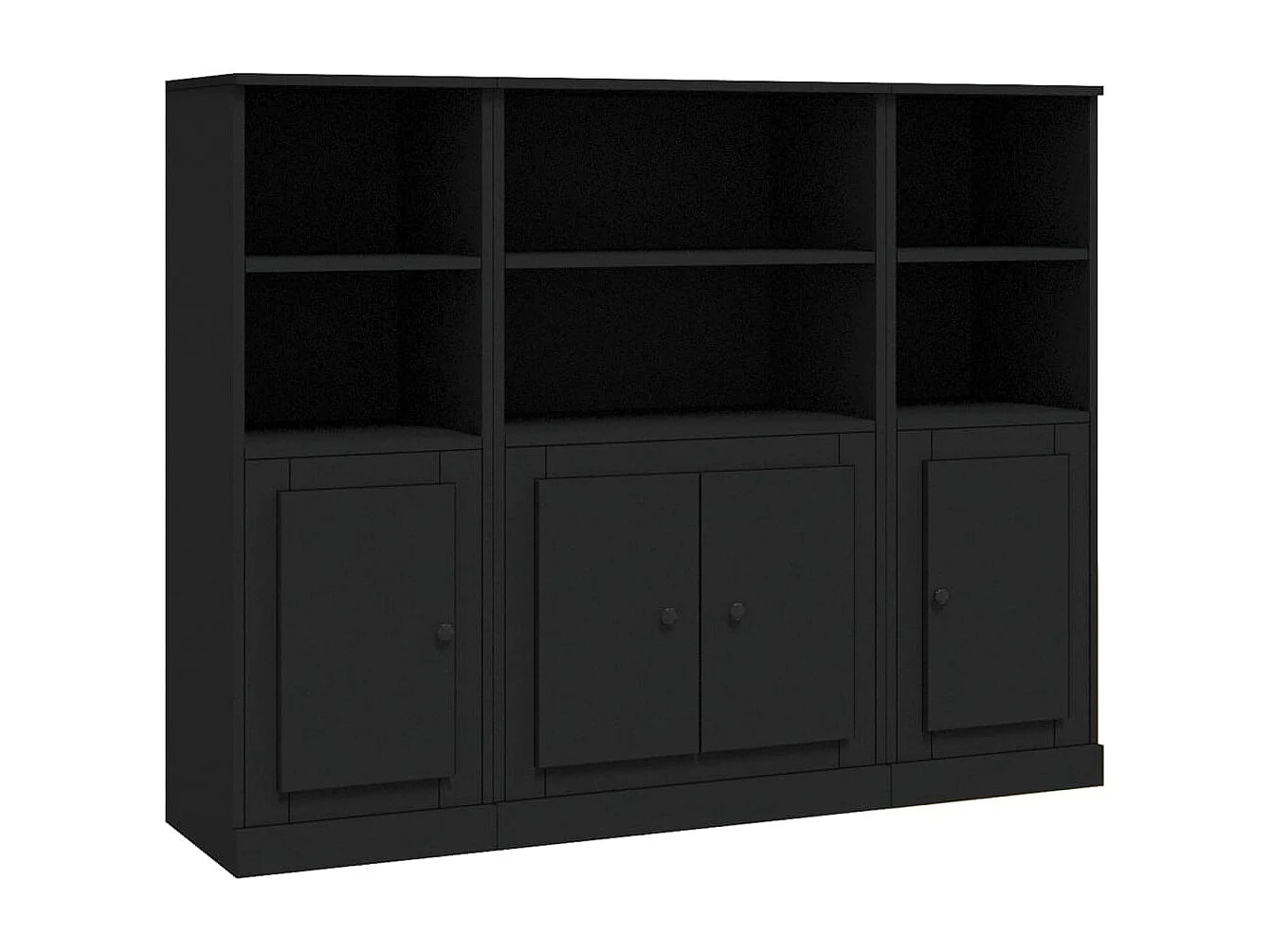 Buffets 3 pcs noir bois d'ingénierie