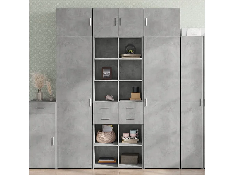 Credenza Grigio Cemento 70x42,5x185 cm in Legno Multistrato