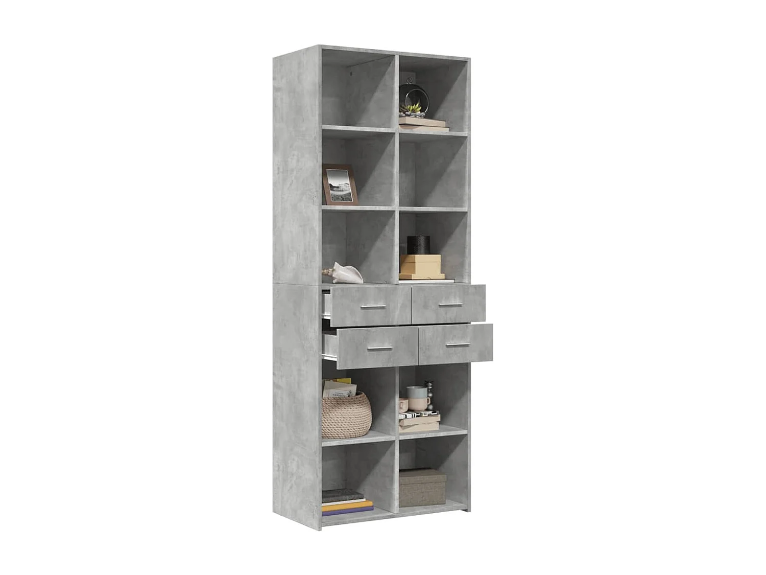 Credenza Grigio Cemento 70x42,5x185 cm in Legno Multistrato