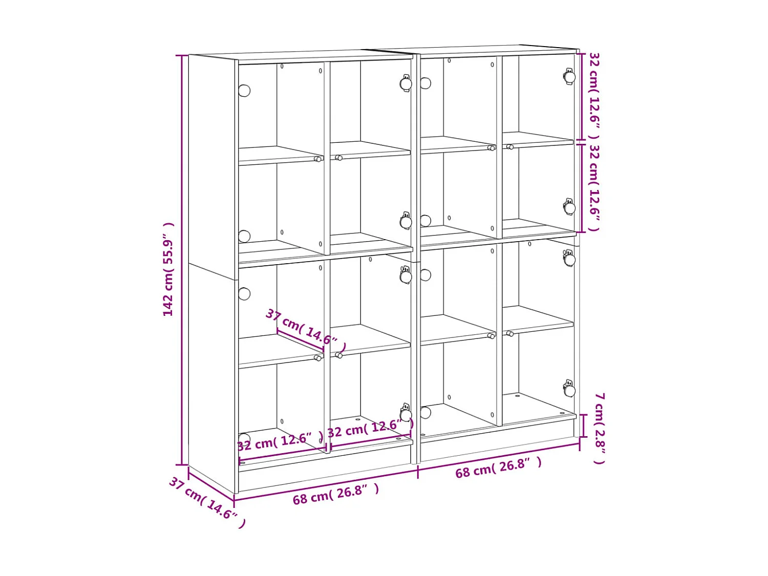 Libreria con Ante Bianca 136x37x142 cm in Legno Multistrato