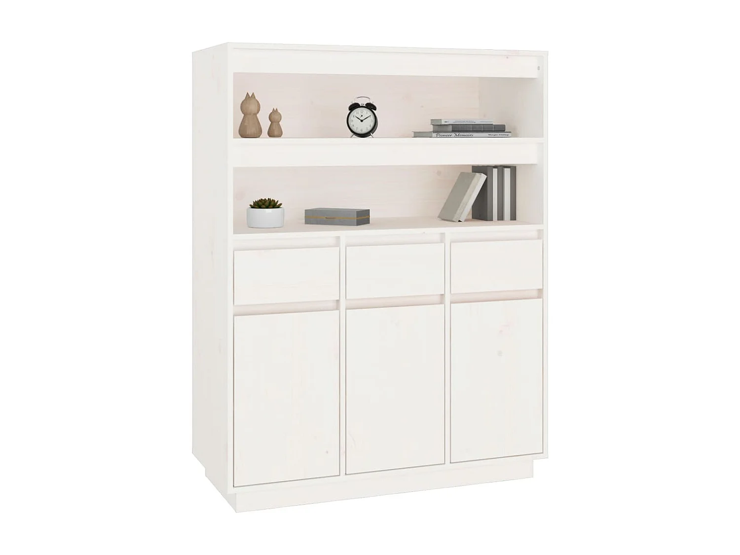 Aparador alto 89x40x116,5 cm madeira de pinho maciça branco