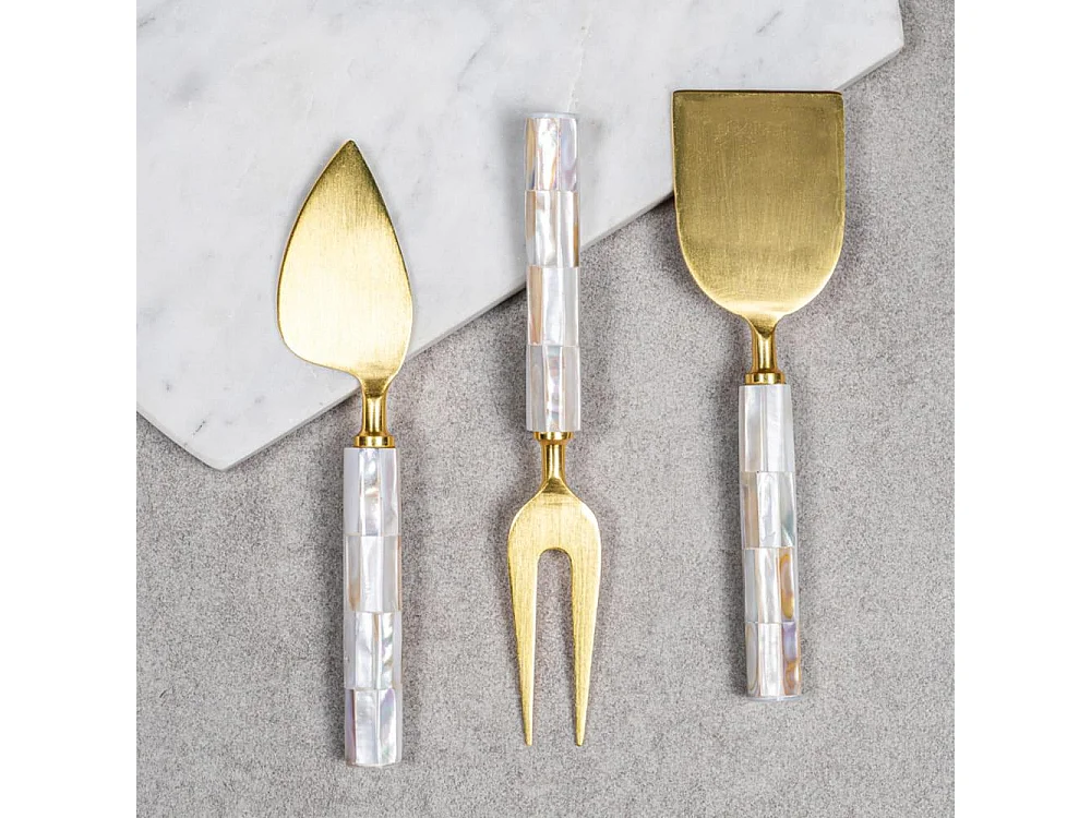 Service à fromage avec 3 couteaux Posidonie