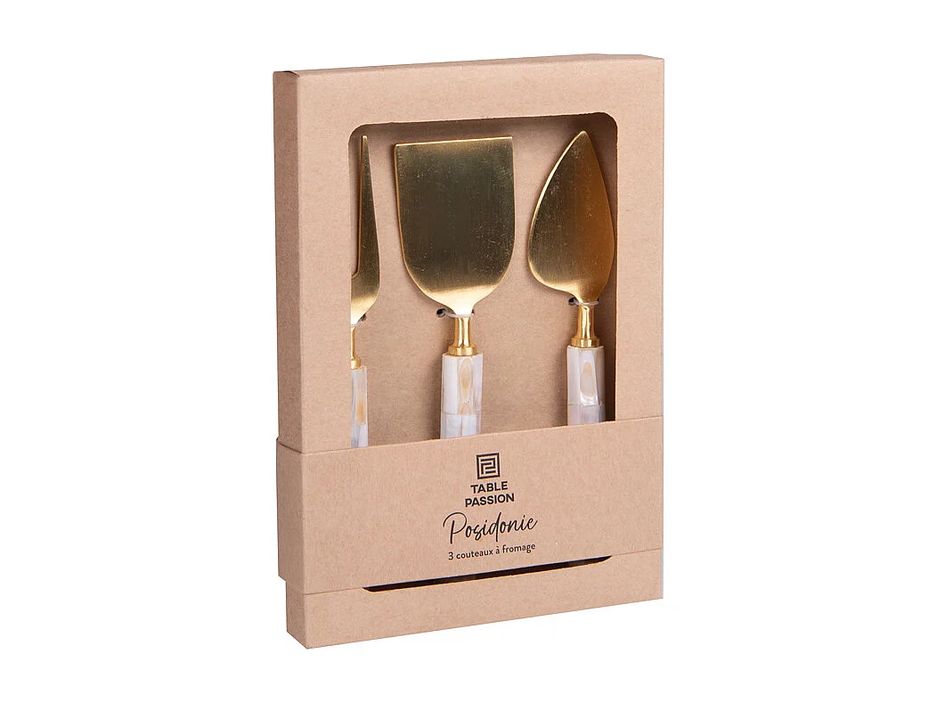 Service à fromage avec 3 couteaux Posidonie