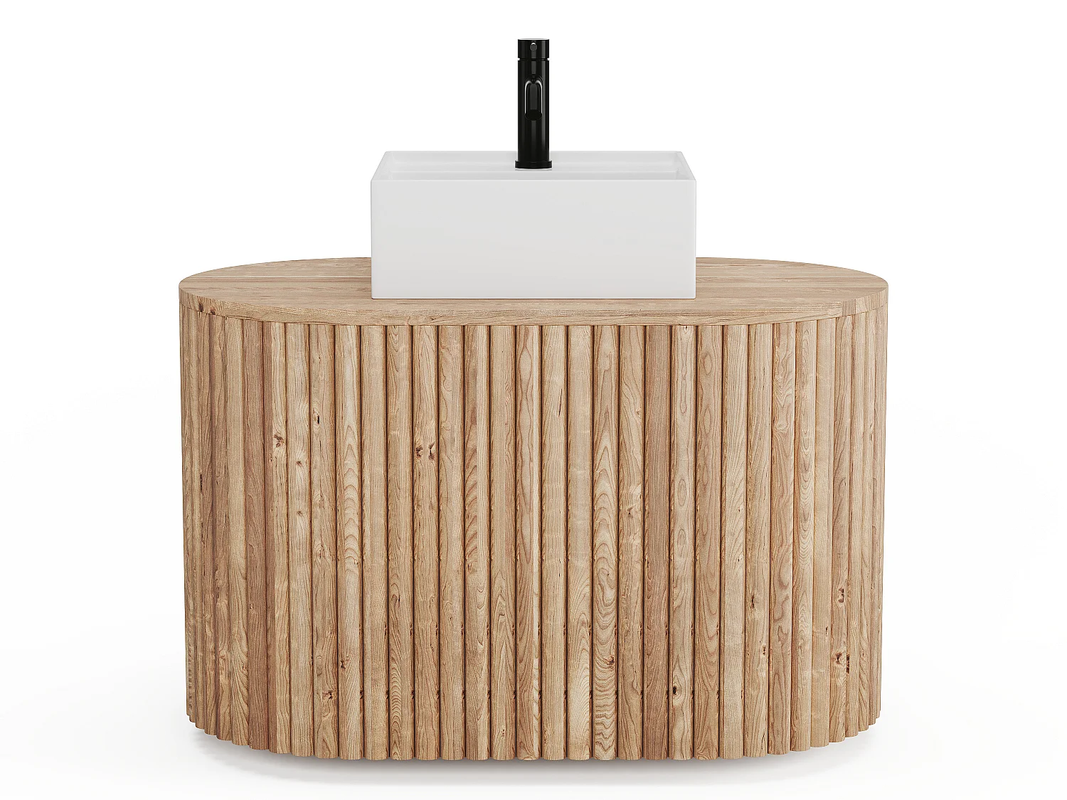 Meuble de salle de bain suspendu en teck avec vasque carrée - 90 cm - TOWARI