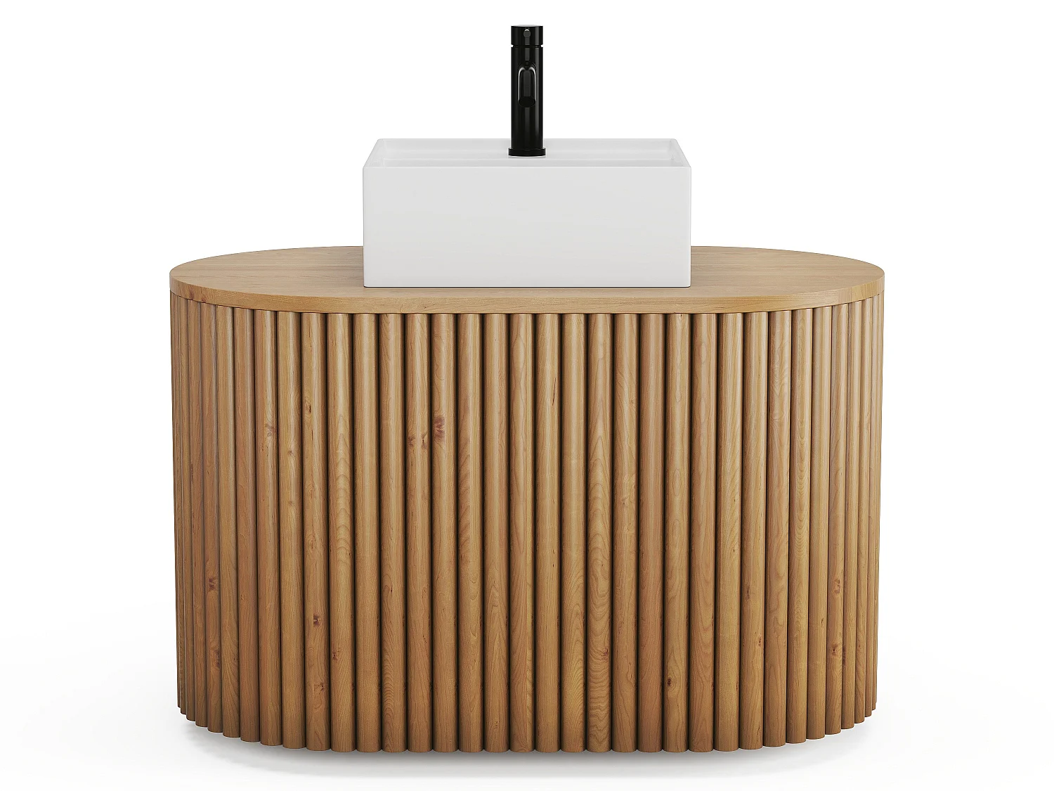 Meuble de salle de bain suspendu en teck avec vasque carrée - 90 cm - TOWARI