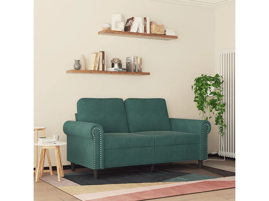 Canapé à 2 places Vert foncé 120 cm Velours