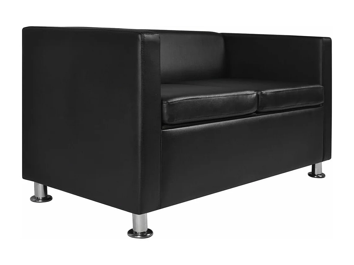 Canapé à 2 places Cuir synthétique Noir