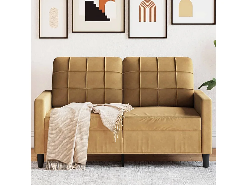 Canapé à 2 places Marron 120 cm Velours