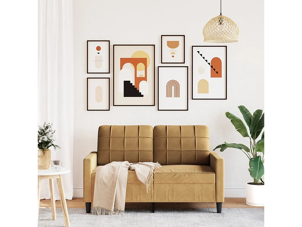 Canapé à 2 places Marron 120 cm Velours