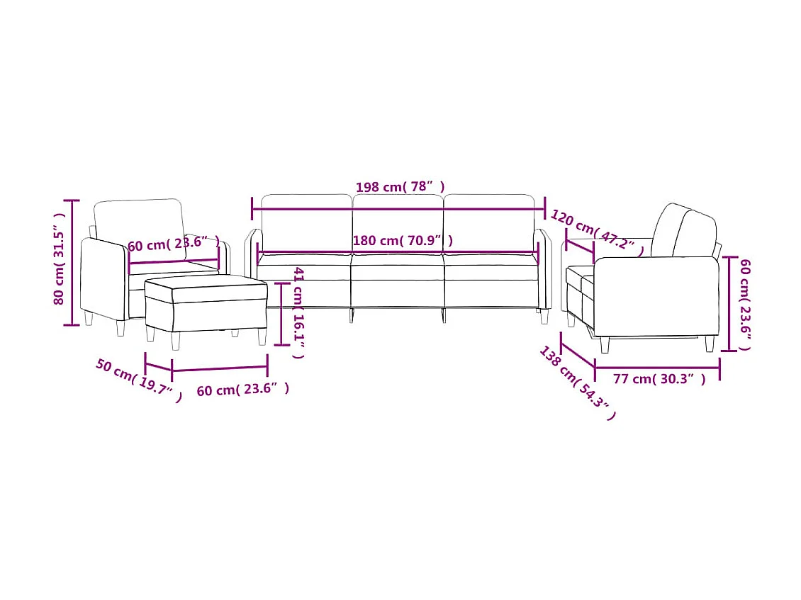 Set di Divani 4 pz Nero in Velluto