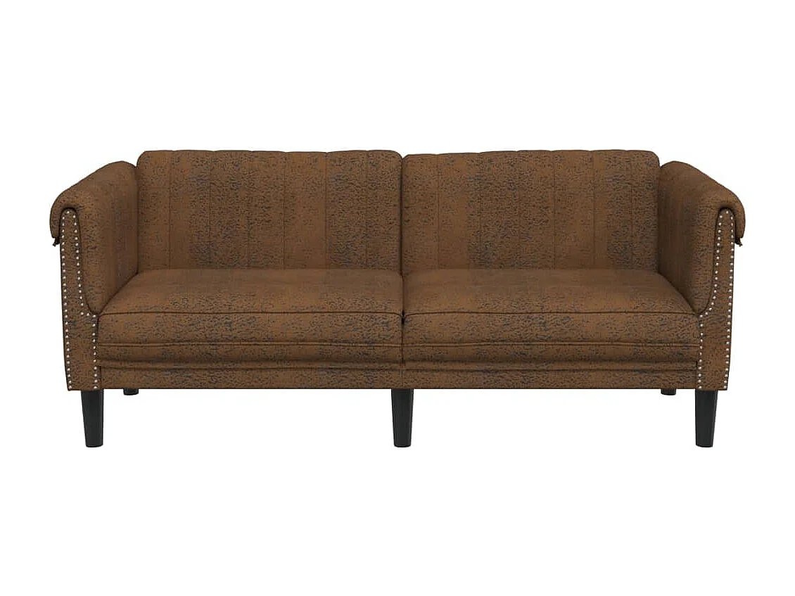 Sofá de 2 lugares camurça artificial castanho