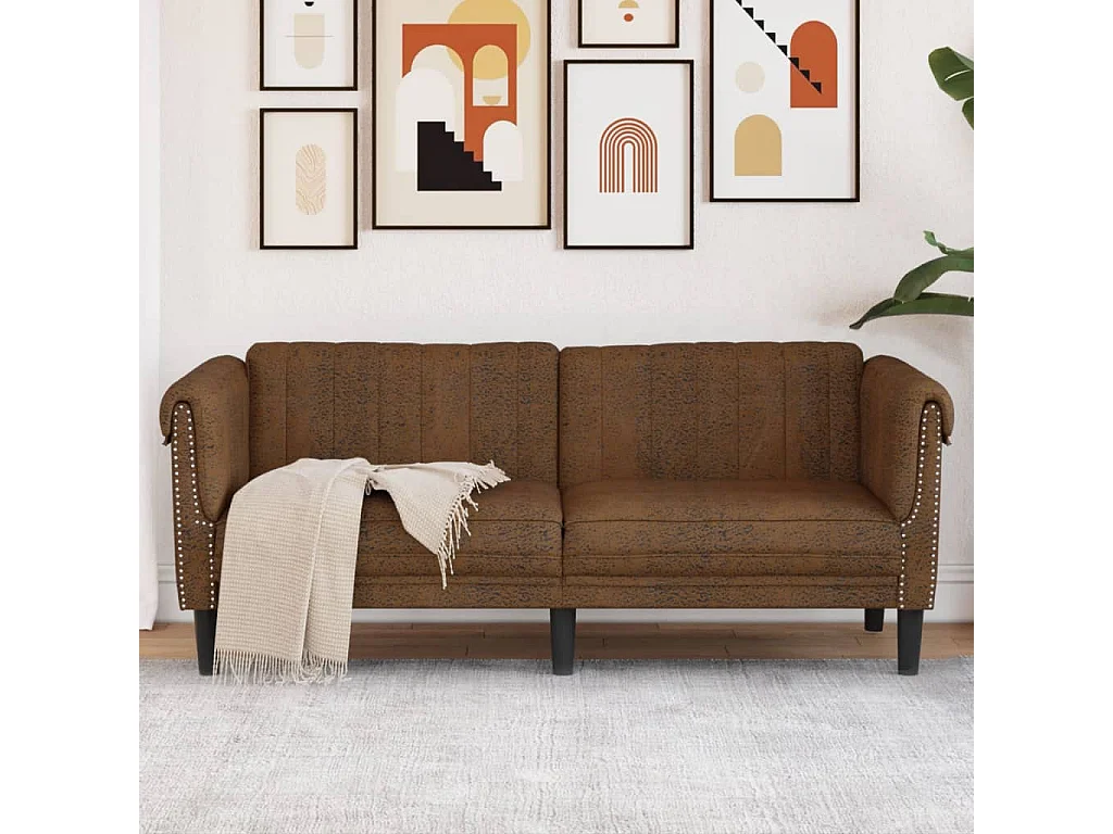 Canapé à 2 places marron similicuir daim