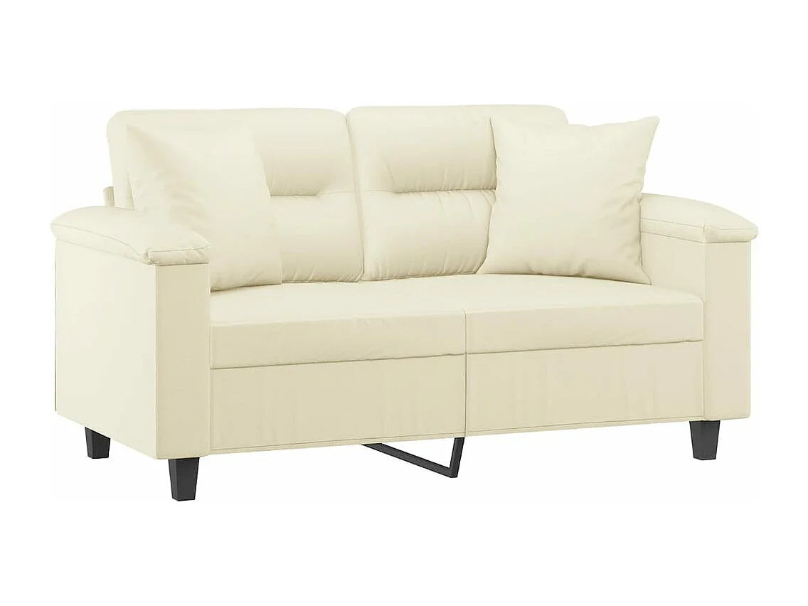 Divano a 2 Posti con Cuscini Crema 120 cm in Similpelle
