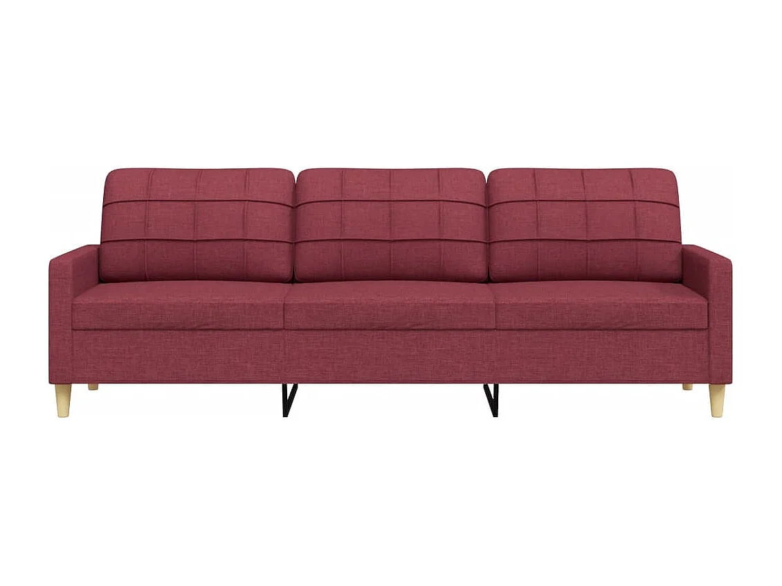 Canapé à 3 places Rouge bordeaux 210 cm Tissu