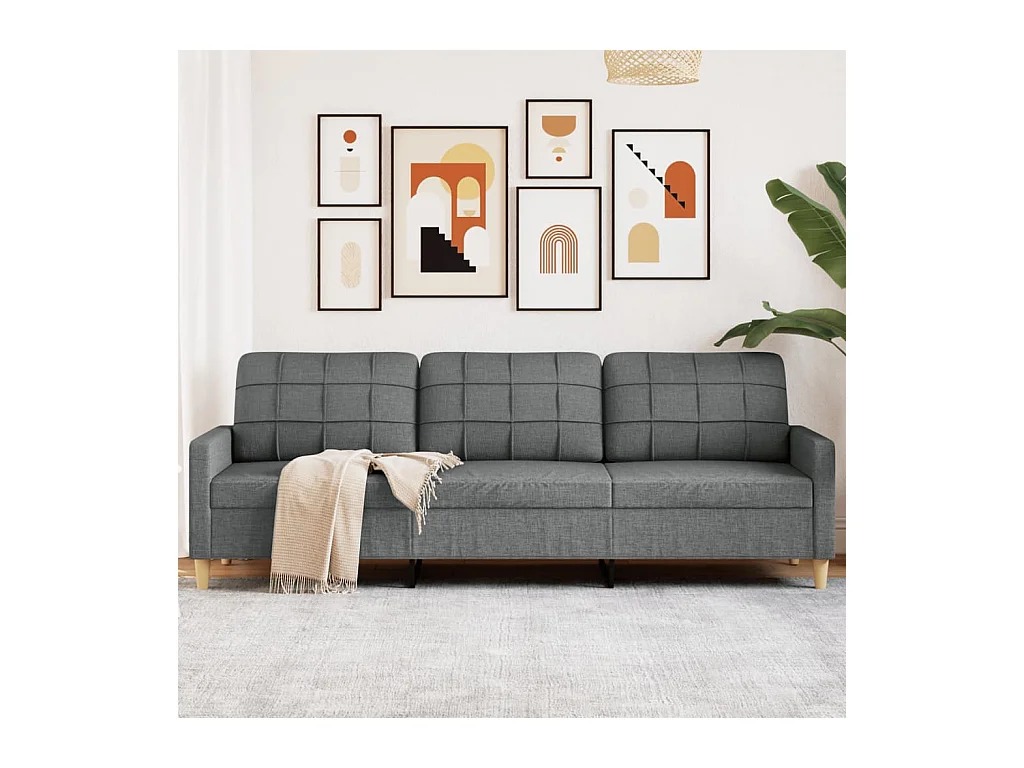 Canapé à 3 places Gris foncé 210 cm Tissu