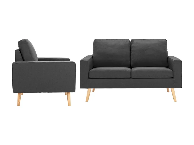 Ensemble de canapés 2 pcs Tissu Gris foncé