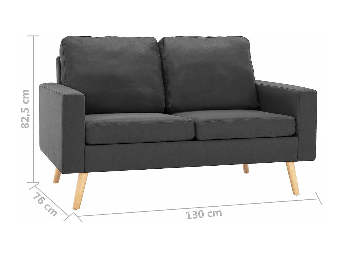 2 pcs conjunto de sofás tecido cinzento-escuro