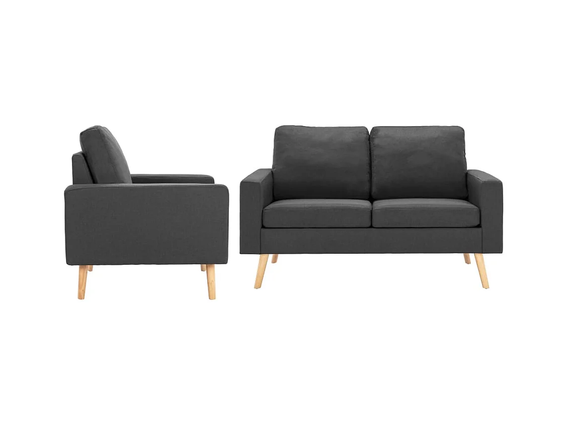 Ensemble de canapés 2 pcs Tissu Gris foncé