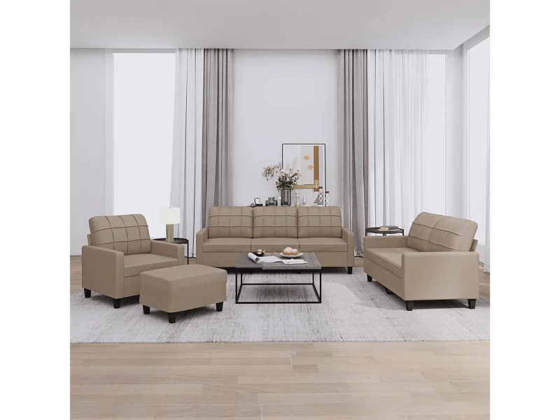 Ensemble de canapés 4 pcs avec coussins Cappuccino Similicuir