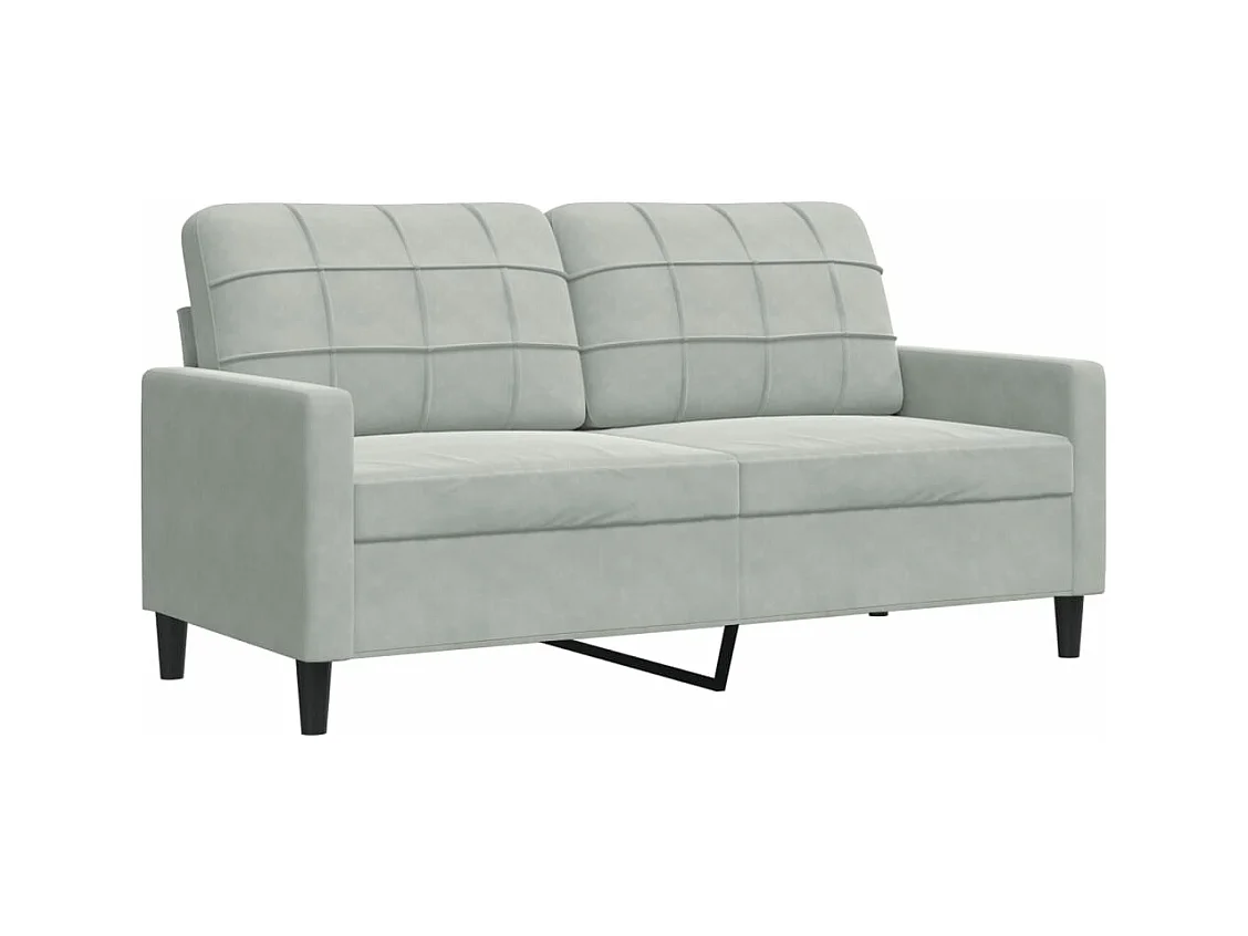 Set di Divani 2 pz con Cuscini Grigio Chiaro in Velluto