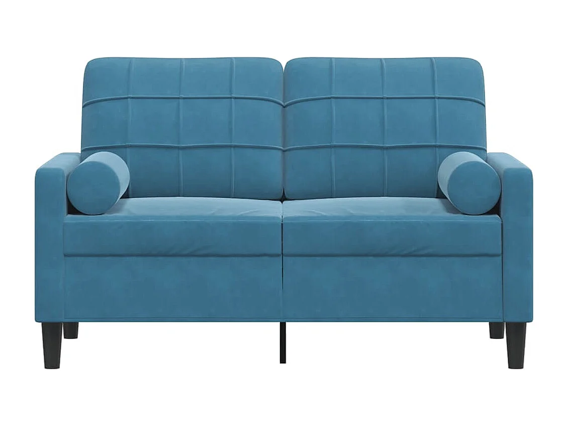 Canapé 2 places avec oreillers décoratifs bleu 120 cm velours