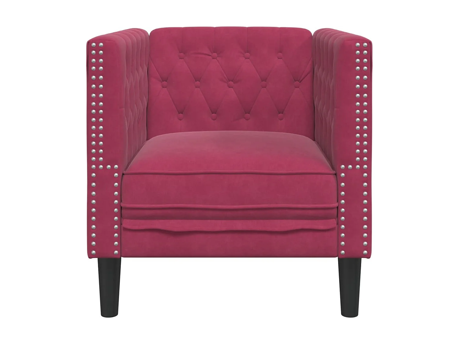 Fauteuil Chesterfield rouge bordeaux velours