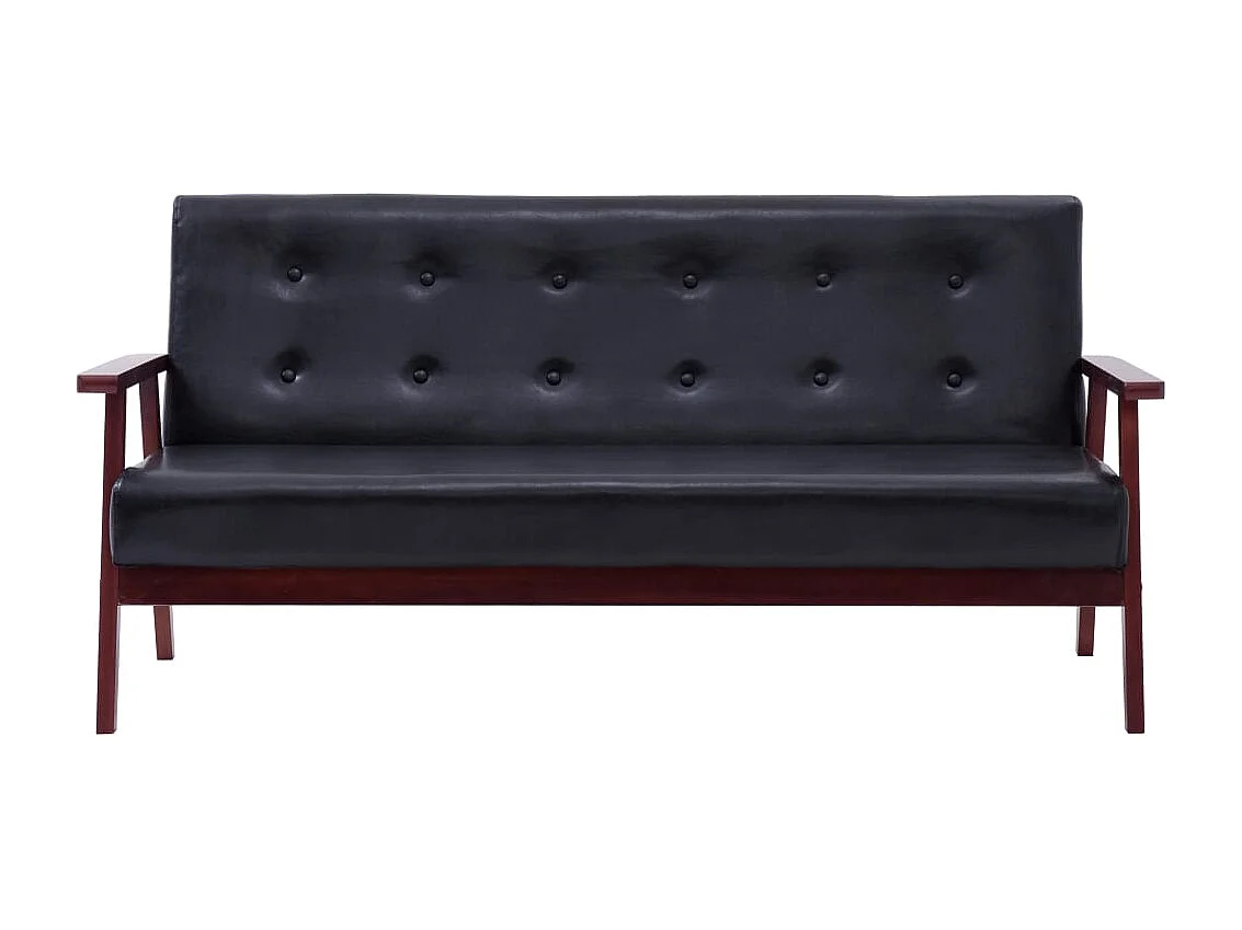 Set di Divani 3 pz Nero in Similpelle