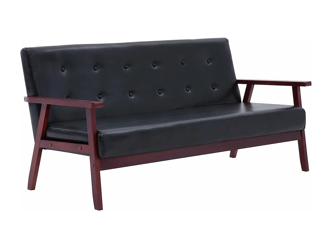 Set di Divani 3 pz Nero in Similpelle