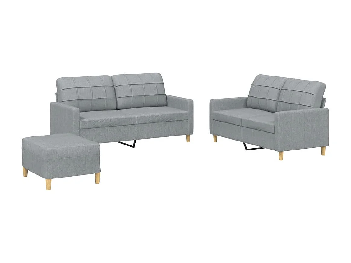 Ensemble de canapés 3 pcs avec coussins Gris clair Tissu