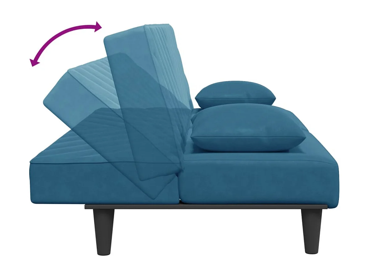 2 pcs conjunto de sofás com almofadas veludo azul