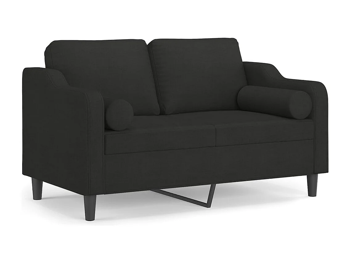 Canapé 2 places avec oreillers décoratifs noir 120 cm tissu