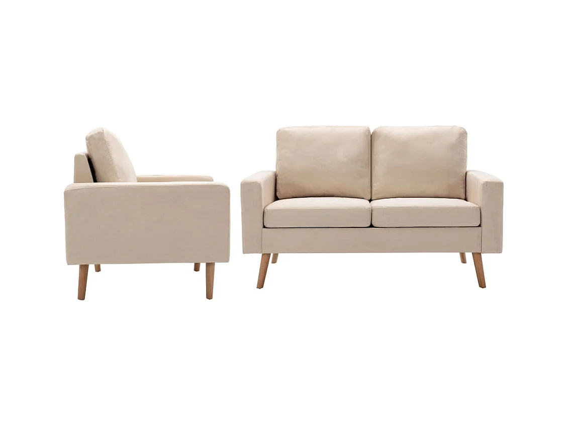 Ensemble de canapés 2 pcs Tissu Crème