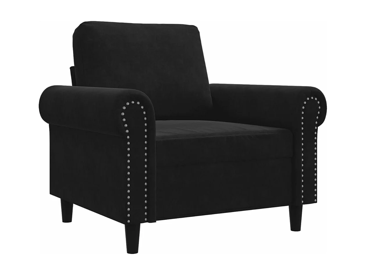Sillón de terciopelo negro 60 cm