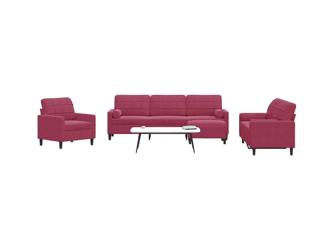 Ensemble de canapés 4 pcs avec coussins et traversins velours