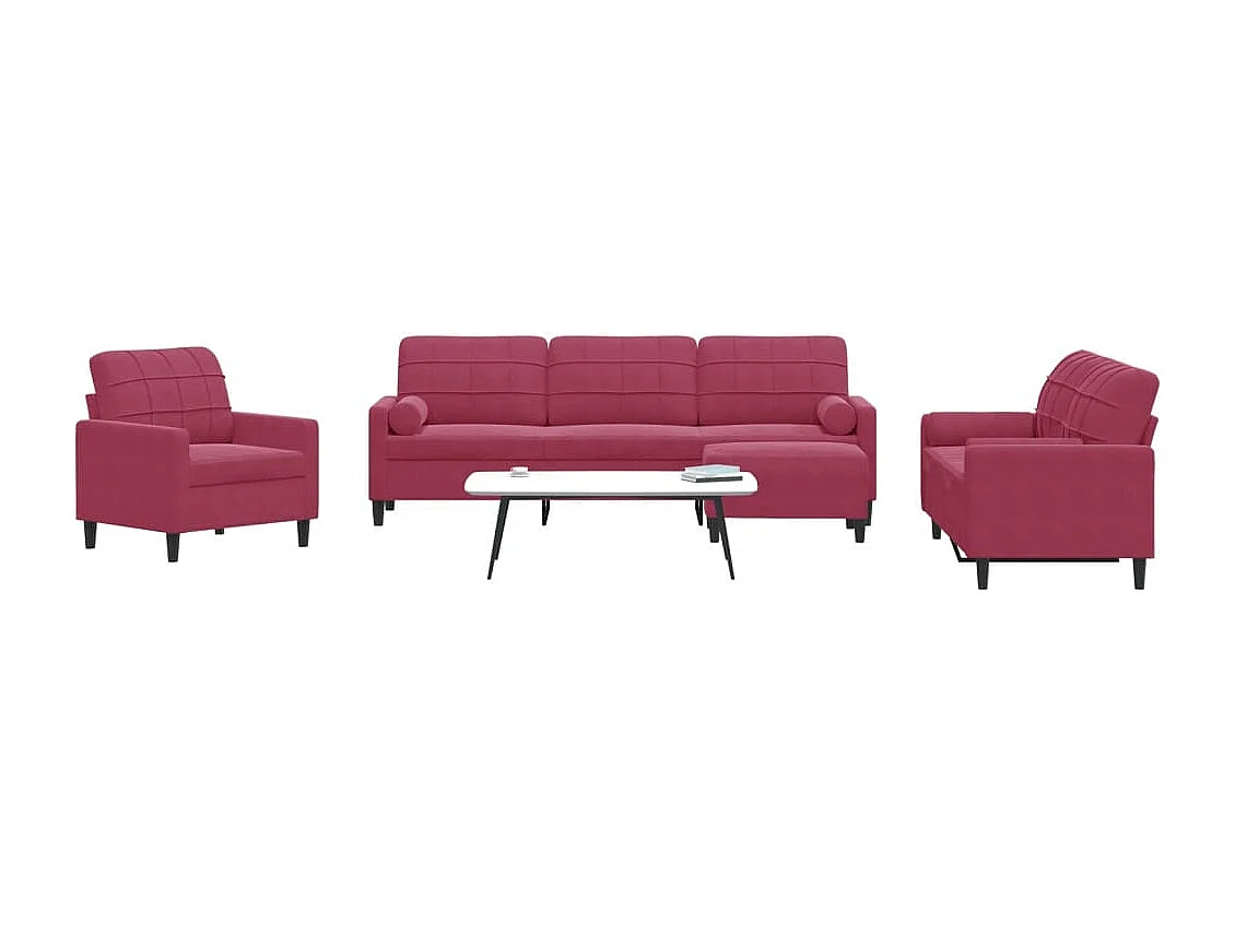 Ensemble de canapés 4 pcs avec coussins et traversins velours